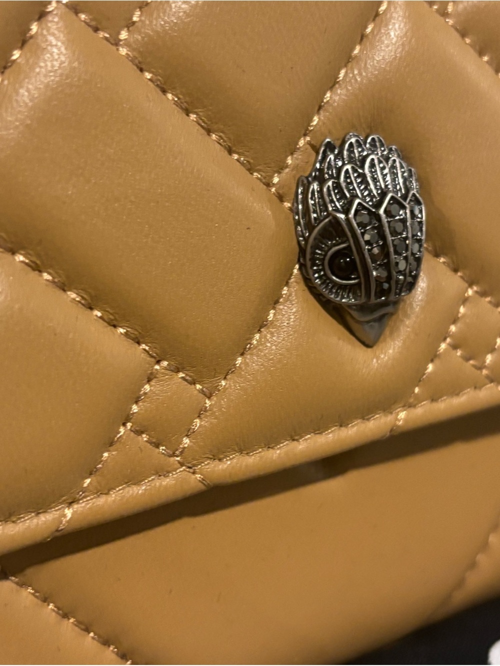Kurt Geiger Quilted Crossbody Bag in Tan with Gun Metal Chain - Picture 6 of 12